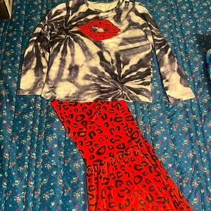 Girls Red leopard outfit